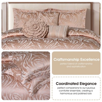 Blush King Jacquard Floral Microfiber Comforter Set