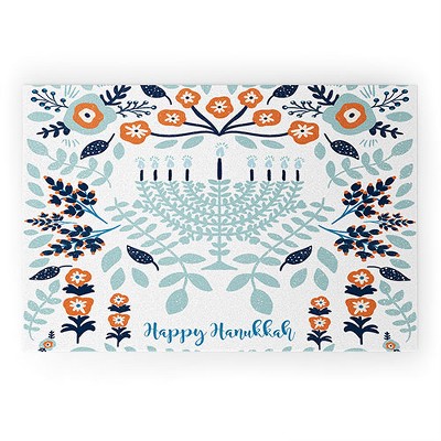Marni Floral Hanukkah Menorah Looped Vinyl Welcome Mat - Society6 : Target