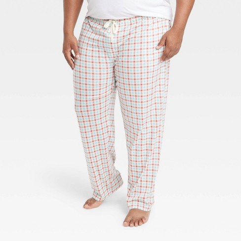 Men's Big & Tall Rose And Turquoise Gingham Knit Pajama Pants