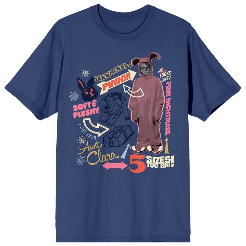 A Christmas Story Pink Nightmare Unisex Navy T-shirt, 1 of 4
