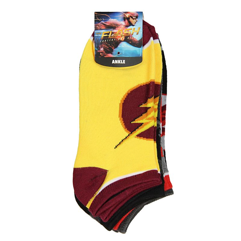 DC Comics The Flash Lighting Logo 5 Pair No-Show Ankle Socks Multicoloured, 3 of 4
