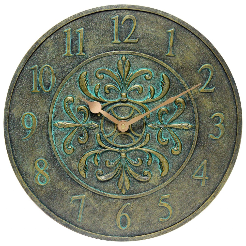 Photos - Wall Clock 15" Blanc Fleur  Bronze - Infinity Instruments