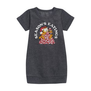 Girls' - Garfield - Seasons Eatings Graphic Short Sleeve Fleece Dress - 1 of 3
