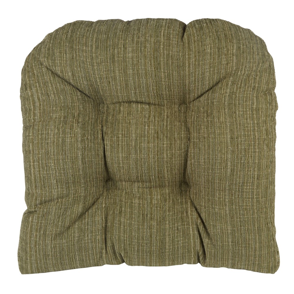 Gripper 17" x 17" Non-Slip Polar Chenille Tufted Universal Chair Cushions Set of 2 - Jade: Kitchen Seat Pads, Indoor Use