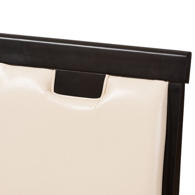 Evelyn Beige Faux Leather and Dark Brown Wood Dining Chairs