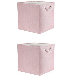 REGALWOVEN Shelves Closet Square Fabric Collapsible Storage Basket Bin with Handle 2 Pcs - 1 of 4