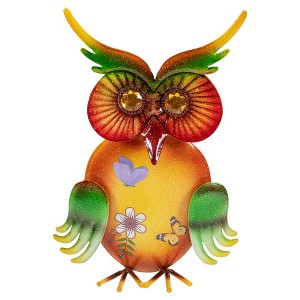 Northlight 11" Orange and Green Metal Owl Outdoor Decoration - 1 of 4