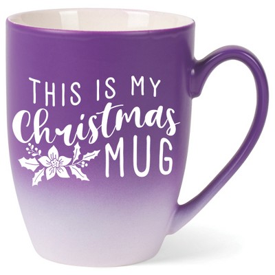 Elanze Designs This Is My Christmas Mug Two Toned Ombre Matte Purple and White 12 ounce Ceramic Stoneware Coffee Cup Mug