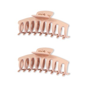 LA Glam Co. Nude 4" Casual Ladies Claw Clips - All Hair - 2-Pack - Beige - 1 of 1