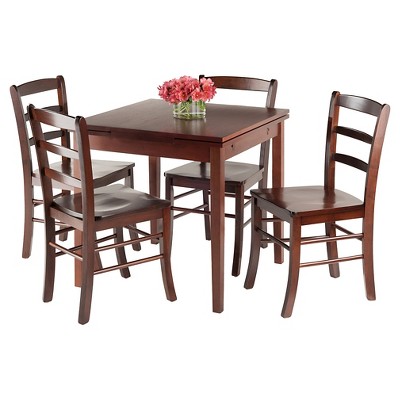 Walnut 5-Piece Dining Set with Ladder Back Chairs