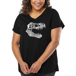 LA Pop Art Women's Word Art V-Neck - TREX - 1 of 4