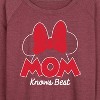 Women's - Disney - Mom Knows Best Minnie Lightweight French Terry Wide Neck Long Sleeve Shirt - 2 of 4