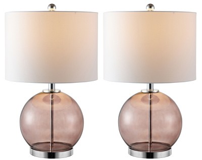 Lonni 22.5" Smoked Grey Glass Table Lamp Set with White Shade