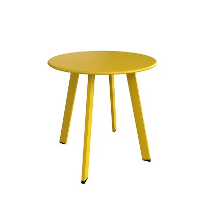 DOMETOUR 17.7x18 Inches Outdoor Side Table, Patio Round Steel End Table Small Accent Table for Patio Balcony Bedroom Living Room