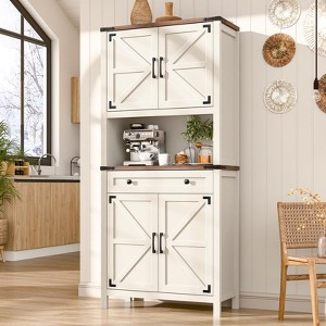Tall Farmhouse Storage Cabinet, 6 Tier Kitchen Pantry Organize, Microwave Stand - 1 of 4