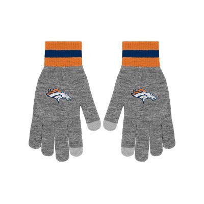 NFL Denver Broncos Gray Big Logo Glove: Knit Acrylic, Ribbed Cuffs, One Size