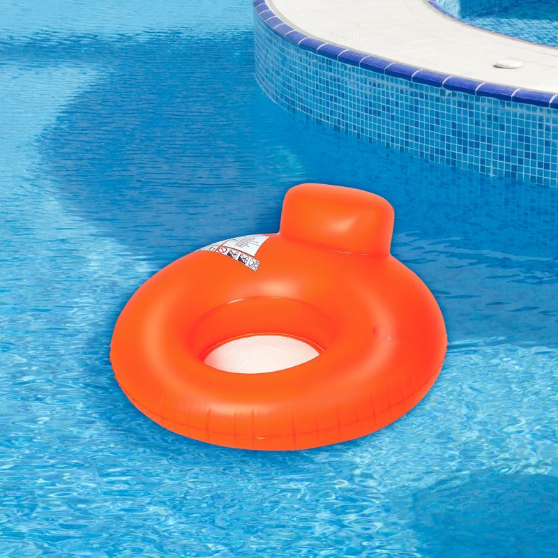 Pool Central 48" Inflatable 1-Person Swimming Pool Inner Tube Lounger Float - Orange, 2 of 7