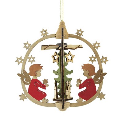 Holiday Ornament 5.25" Cherub Wood Silhouette Angel Tree  -  Tree Ornaments