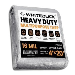 WHITE DUCK 8 oz Poly Tarpaulin Heavy-Duty Waterproof All-Weather Tarp for Construction, Farm, Commercial or Outdoor Use with Brass Eyelets - 1 of 4
