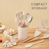 Itopfox Kitchen Utensils Set - 34 PCS Non-Stick Silicone Cooking Tools with Wooden Handle, Kitchen Gadgets for Nonstick Cookware (Cream White) - 2 of 4