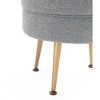Sapphtopaz 18.11" Modern Round Ottoman Small Upholstered Accent Stool with Metal Legs Versatile Footstool for Living Room, Entryway - 2 of 4