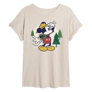 Women's - Disney - Mickey Hike Icons Oversized Graphic T-Shirt - 1 of 4