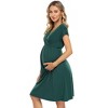Coolmee Women Casual Floral Maternity Large V-Neck Small A-Line Short Sleeve Flowy Ruffled Midi Dress Breastfeeding Dress - 2 of 4
