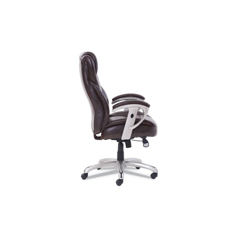 SertaPedic Emerson Big and Tall Task Chair, Supports Up to 400 lb, 19.5" to 22.5" Seat Height, Brown Seat/Back, Silver Base, 3 of 4