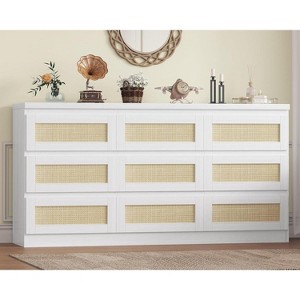 Coucheta Rattan 9-Drawer Dresser - Woven Farmhouse Chest with Charging Station, Multi-Use Storage - 1 of 4