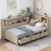 1 Storage Daybed Frame, Solid Wood Bed with Shelves and 3 Drawers, No Box Spring Needed - Baofuwish - 2 of 4