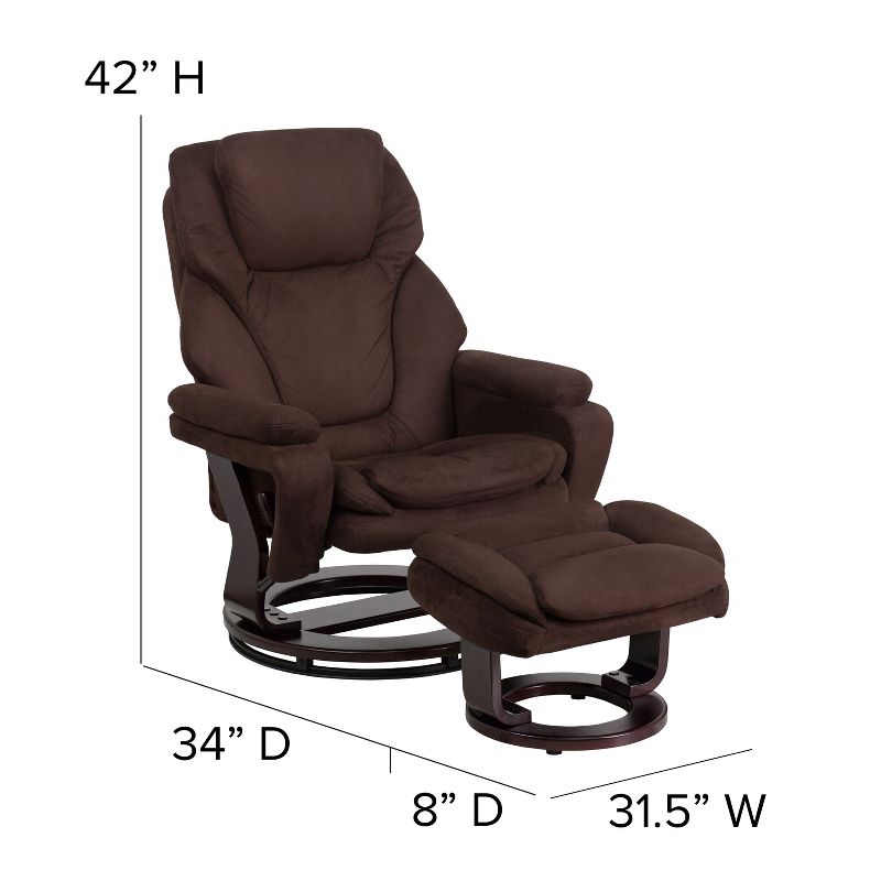 Emma and Oliver Multi-Position Recliner & Ottoman with Swivel Wood Base, 3 of 11
