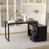 FUFU&GAGA Black L-Shaped Computer Desk Rotatable Desktop Multifunctional Storage Office Essentials - 2 of 4