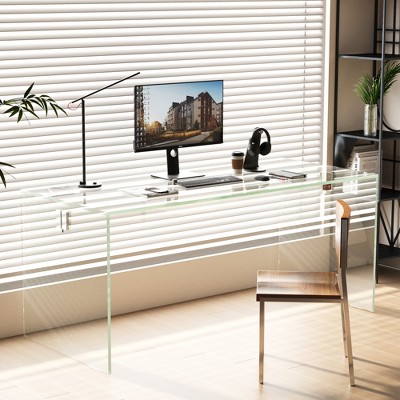 Gaoyangjiaju 53.14 Inch Tempered Glass Desk for Home Office
