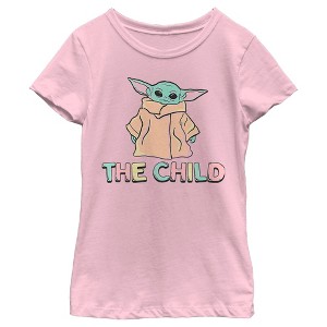 Girl's Star Wars: The Mandalorian The Child Colorful Logo T-Shirt - 1 of 4