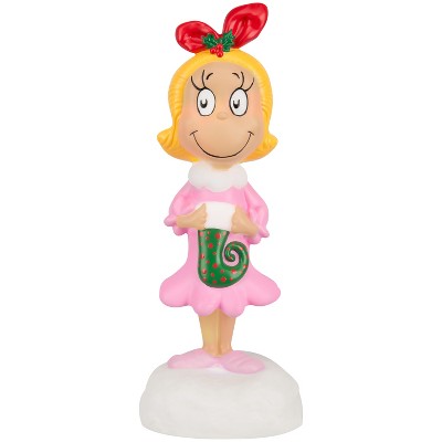 Gemmy Lighted Blow Mold Decor Cindy Lou Who w/Stocking 14" Dr. Seuss, Multicolored