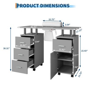 Manicure Table for Nail Tech, 42'' Nail Desk with Electric Dust Collector, 4 Storage Drawers & Wrist Rest - 1 of 4