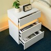 QingMoon Modern Night Stand with 3 Drawers, Led Bedside Table, with Silent Slide Drawer, for Office, Office File Cabinet Organizer - 4 of 4