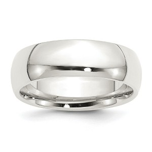 Black Bow Jewelry Men's 7mm Sterling Silver Polished Domed Comfort Fit Band - 1 of 4