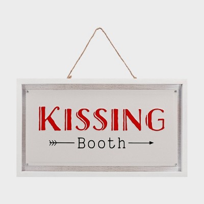 7.5"x 14" Valentine's Day Hanging Kissing Booth Wall Sign - Spritz™