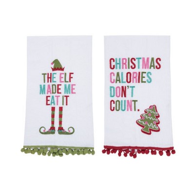 Transpac Fabric What Fun Tea Towel Set of 2 Christmas Home Decorations