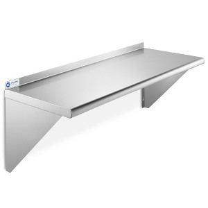 GRIDMANN 14" Deep Stainless Steel Kitchen Wall Mount Shelves with Backsplash - NSF Certified - 1 of 4