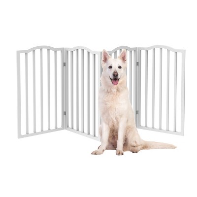 White Freestanding 4-Panel Metal and Plastic Pet Gate