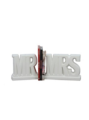 Ceramic Mr/Mrs Bookends Dove White 7" - Drew DeRose