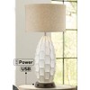 Possini Euro Design Mid Century Coastal Table Lamp with USB and AC Power Outlet Workstation Charging Base 32.75" Tall White Ceramic Living Room - 2 of 4