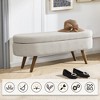 QingMoon Oval Hidden Storage Bench, Upholstered Boucle Fabric Ottoman, End of Bed Bench with Wood Legs for Living Room, Entryway and Bedroom - 4 of 4
