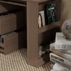 FUFU&GAGA Modern Expandable Walnut - toned Stretch Desk with Drawers and Storage Shelves - Ideal for Home Office and Study Spaces - 3 of 4