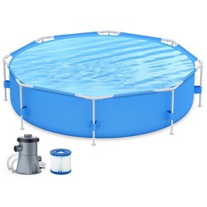 Above Ground Pool Set, Round or Rectangular Frame Swimming Pool, Outdoor Backyard Family Pool, Corrosion & Puncture Resistant, Includes Filter & Pump - 1 of 4