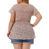 Agnes Orinda Women's Plus Size Chiffon Smock Waist Ditsy Floral Peplum Casual Blouses - 4 of 4