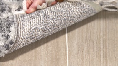 Luxe Shimmer Hand-Knotted Gray Shag Area Rug - 59" x 9"