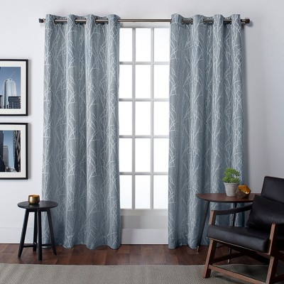 EXCLUSIVE HOME Finesse Branch Print Grommet Top Curtain Panel Pair